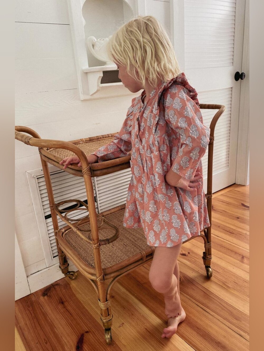Emerson Fry Little Fry Little Dress - Little Marigolds Apple + White Organic